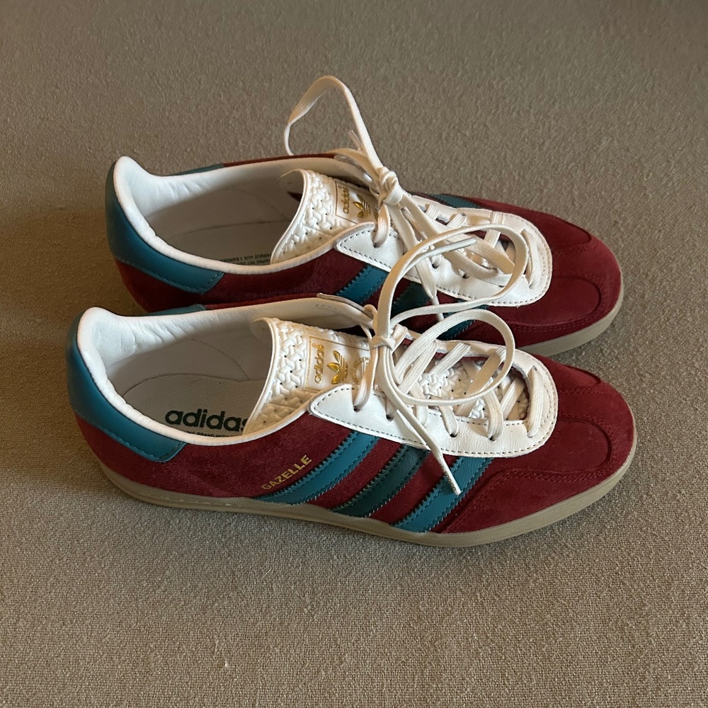 adidas Gazelle Women's Sneakers in Burgundy, Teal & White
